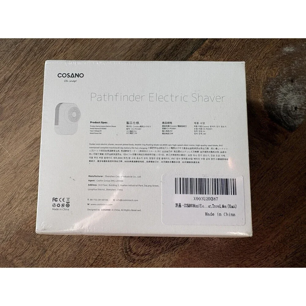 COSANO Pathfinder Electric Shaver Black IPX7 Waterproof USB-C Travel Size Men